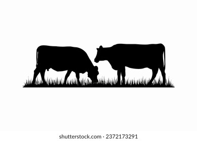 Cattle Angus Cow  Grass silhouette livestock farm 