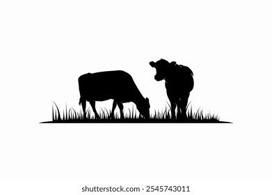 Cattle Angus Cow  Grass silhouette livestock farm 