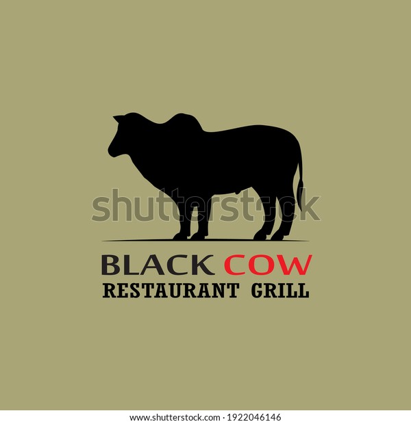 Cattle Angus\
Cow silhouette restaurant logo\
design