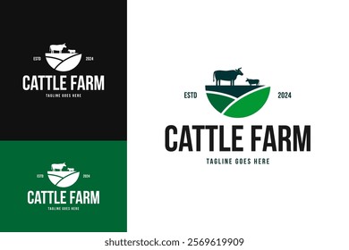 Cattle animal farm logo design template vector illustration