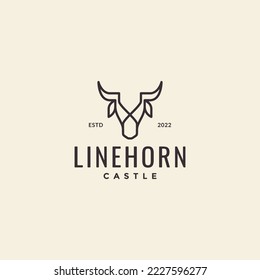 cattle animal horned cow poligonal line minimalist logo design vector