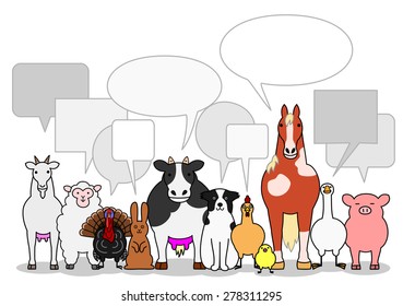 cattle animals group with speech bubbles