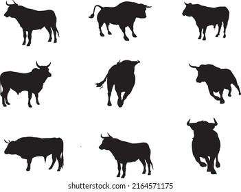Cattle Bull Vector graphics Silhouette  illustration isolated on white back ground