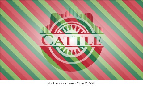 Cattle christmas colors style emblem.