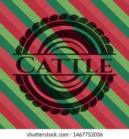 Cattle christmas emblem background. Vector Illustration. Detailed.