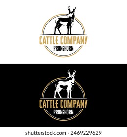 Pronghorn-Logo der Rinderfirma. Klassisches Pronghorn Logo Design