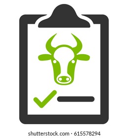 Cattle Contract vector icon. Flat bicolor eco green and gray symbol. Pictogram is isolated on a white background. Designed for web and software interfaces.