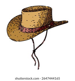 gado chapéu de cowboy desenhado à mão. stetson de couro, estilo da moda, vintage clássico gado chapéu de cowboy esboço vetor.