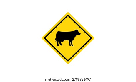 Cattle Crossing Traffic Sign Vector
