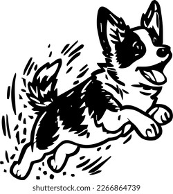 Cattle Dog, dog jump and happy, vector illustration, black color, vector image