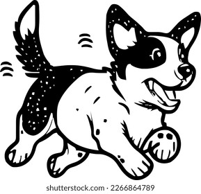 Perro saltador feliz, ilustración vectorial
