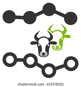 Cattle Dotted Charts vector icon. Flat bicolor eco green and gray symbol. Pictogram is isolated on a white background. Designed for web and software interfaces.