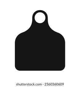 Cattle ear tag. Empty black identification label for farm animal isolated on white background. Earmark mockup for livestock. Simple vector illustration.