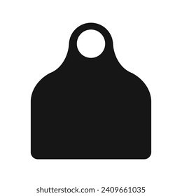 Cattle eartag icon. Blank black identification label for farm animals. Earmark mockup for livestock isolated on white background. Vector flat illustration.