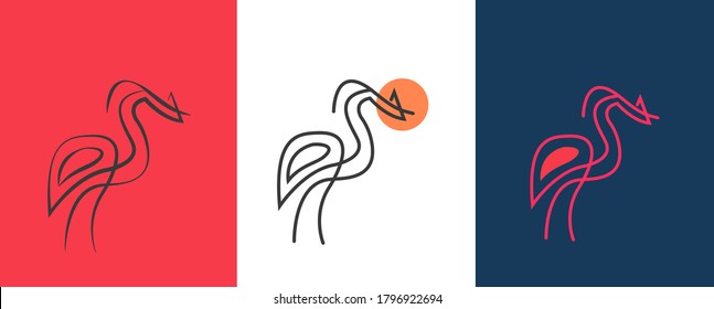 Cattle egret bird logo design. Awesome cattle egret bird silhouette. A cattle egret bird logotype.Heron drawings ,ibis vector ,swamp logo design ,abstract heron ,crane bird cartoon,line art heron  4