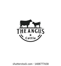 Cattle farm beef vintage label silhouette logo design inspiration