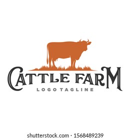 cattle farm and cow logo, icon and template