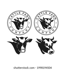cattle farm and cow logo  icon and vector