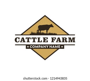 cattle farm and crop or livestock template vector logo design inspiration