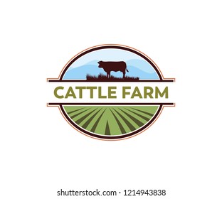cattle farm and crop or livestock template vector logo design inspiration
