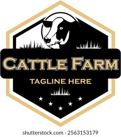 Cattle farm logo badge,, beef fresh logo badge