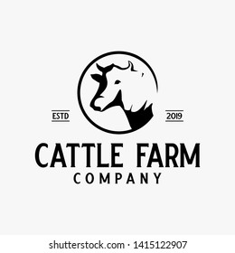 Cattle farm logo with cow head