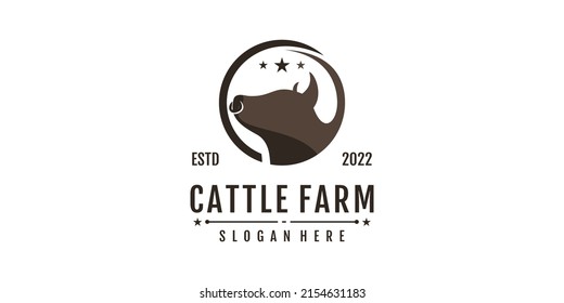 Cattle farm logo design with creative concept Premium Vector