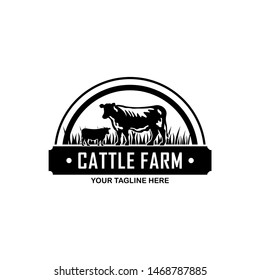 Cattle Farm Logo Design Stock Vector