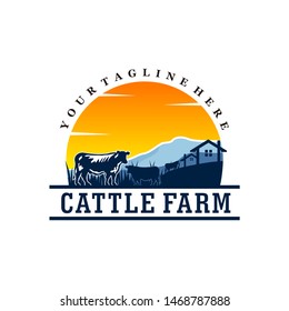 Cattle Farm Logo Design Stock Vector