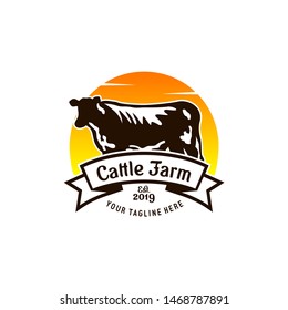 Cattle Farm Logo Design Stock Vector