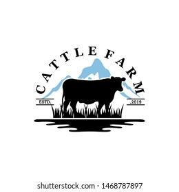 Cattle Farm Logo Design Stock Vector