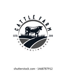 Cattle Farm Logo Design Stock Vector