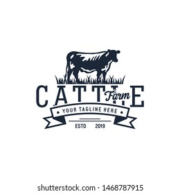 Cattle Farm Logo Design Stock Vector