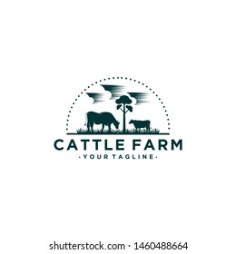 Cattle Farm Logo Design Template Vector