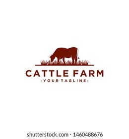 Cattle Farm Logo Design Template Vector