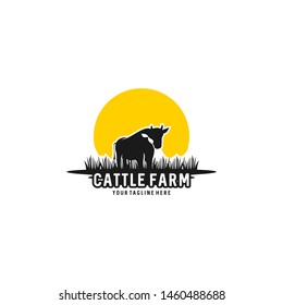 Cattle Farm Logo Design Template Vector