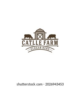 Cattle farm logo design. Cattle farm logo template. on white background