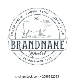 Cattle farm logo design template