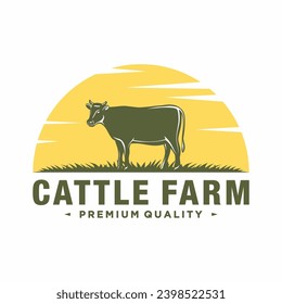 cattle farm logo design template. cow design vector illustration.
