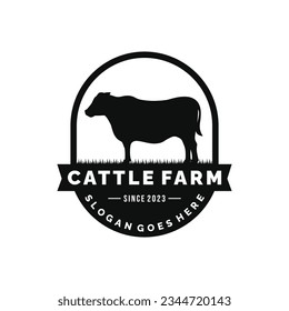 Cattle farm logo design vector illustration. Cow farm logo. Livestock logo vector