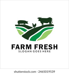 cattle farm logo icon and template illustration