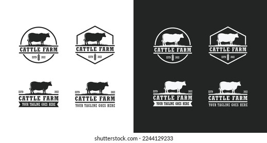 Viehzuchtlogos, Vektorgrafik. Logo der Kuhfarm