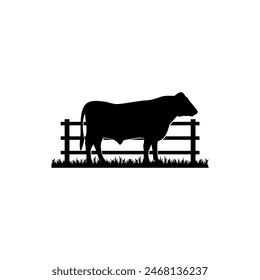 Cattle farm logo. silhouette cow symbol