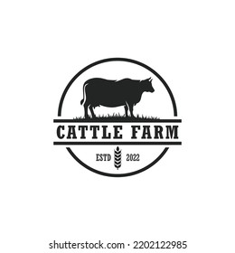 Vector del logotipo de la ganadería. Logo de la granja de vacas