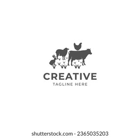 Cattle farm logo, Vector group of animal farm label.