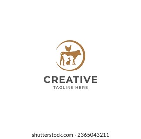 Cattle farm logo, Vector group of animal farm label.