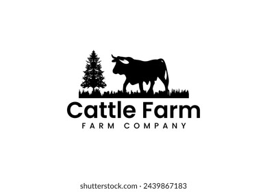 cattle farm logo vector icon illustration