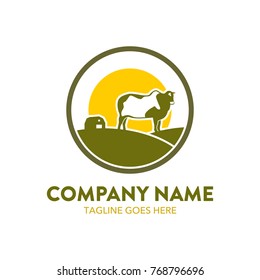 cattle farm logo vector illustration. unique. editable