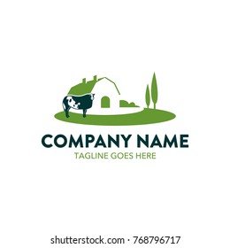 cattle farm logo vector illustration. unique. editable