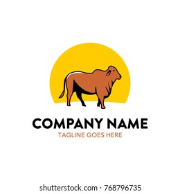 cattle farm logo vector illustration. unique. editable